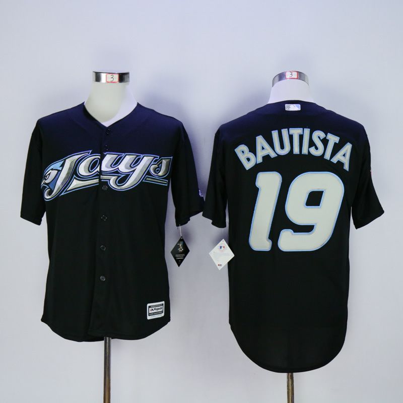 Men Toronto Blue Jays #19 Bautista Black Throwback MLB Jerseys->toronto blue jays->MLB Jersey